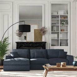 Canapé Fixe|Canapé D'Angle*alinea Canapé petit angle gauche fixe en tissu chenille benjo - marine Bleu