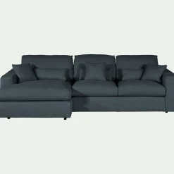 Canapé D'Angle|Canapé En Tissu*alinea Canapé petit angle gauche fixe en tissu bouclette - Bleu