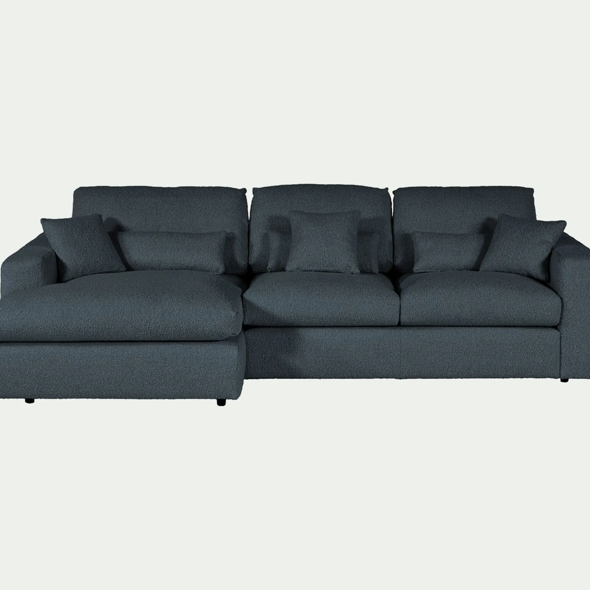 Canapé D'Angle|Canapé En Tissu*alinea Canapé petit angle gauche fixe en tissu bouclette - Bleu