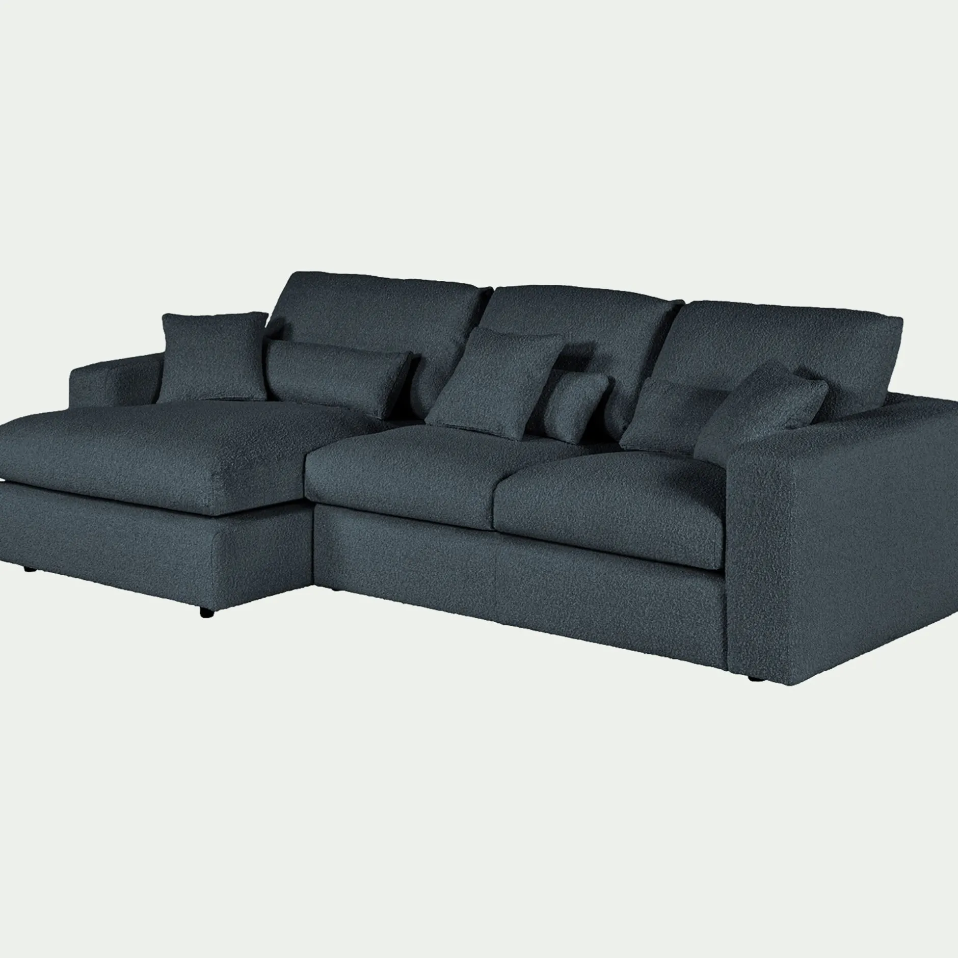 Canapé D'Angle|Canapé En Tissu*alinea Canapé petit angle gauche fixe en tissu bouclette - Bleu