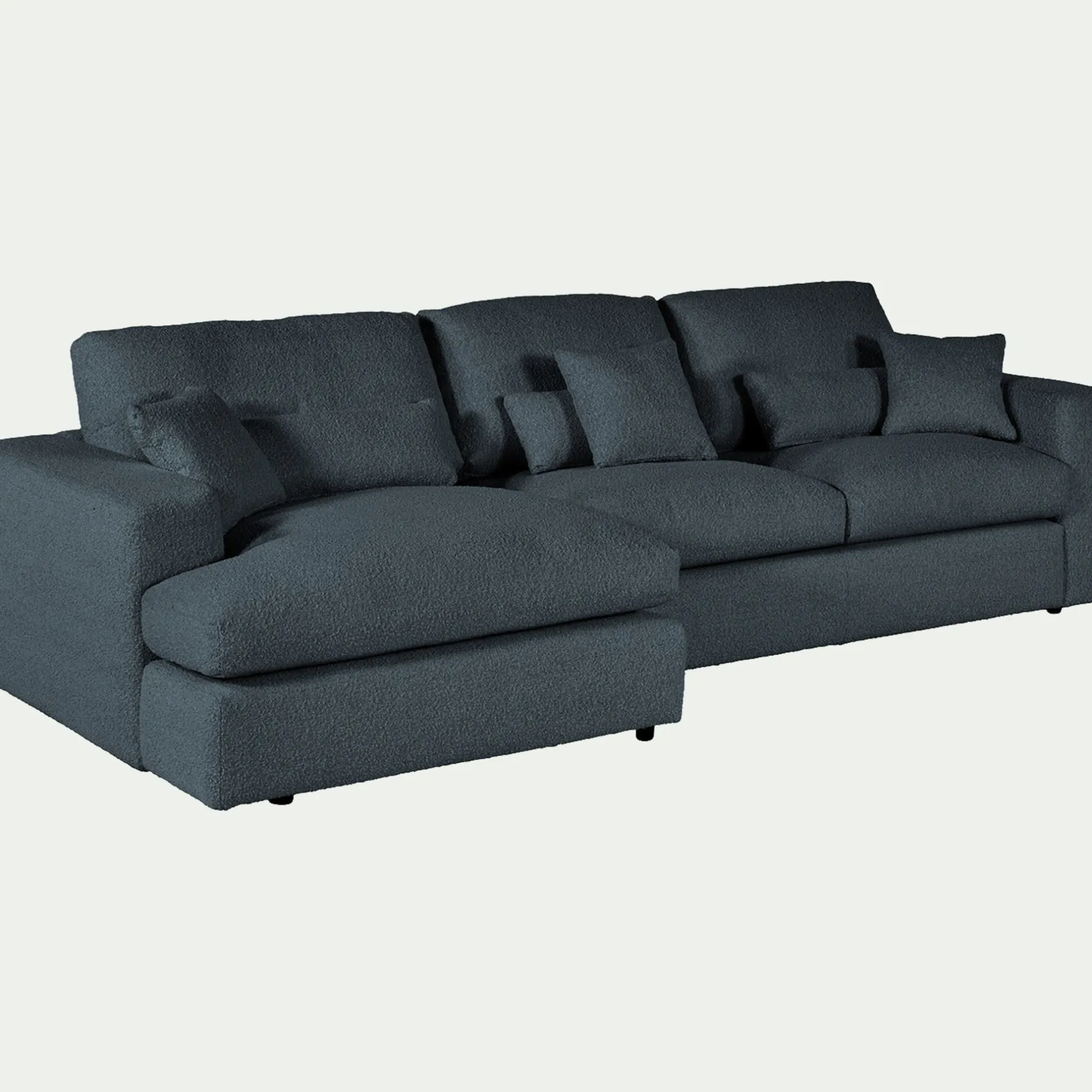 Canapé D'Angle|Canapé En Tissu*alinea Canapé petit angle gauche fixe en tissu bouclette - Bleu