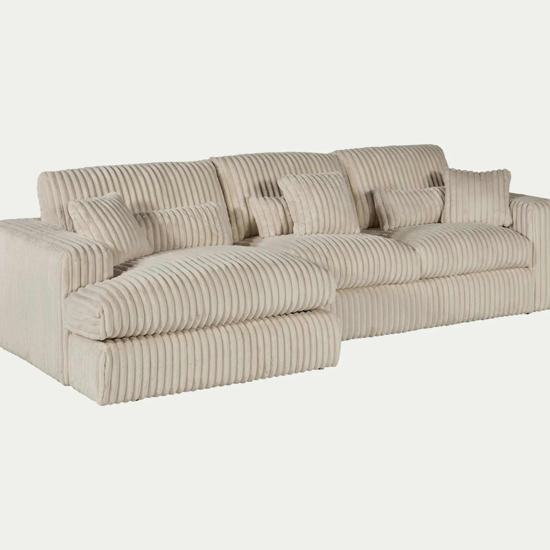 Canapé 3 Places|Canapé Fixe*alinea Canapé petit angle gauche fixe en tissu côtelé bita - blanc ventoux