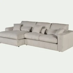 Canapé En Velours|Canapé 3 Places*alinea Canapé petit angle gauche fixe en velours côtelé sastel - roucas Beige