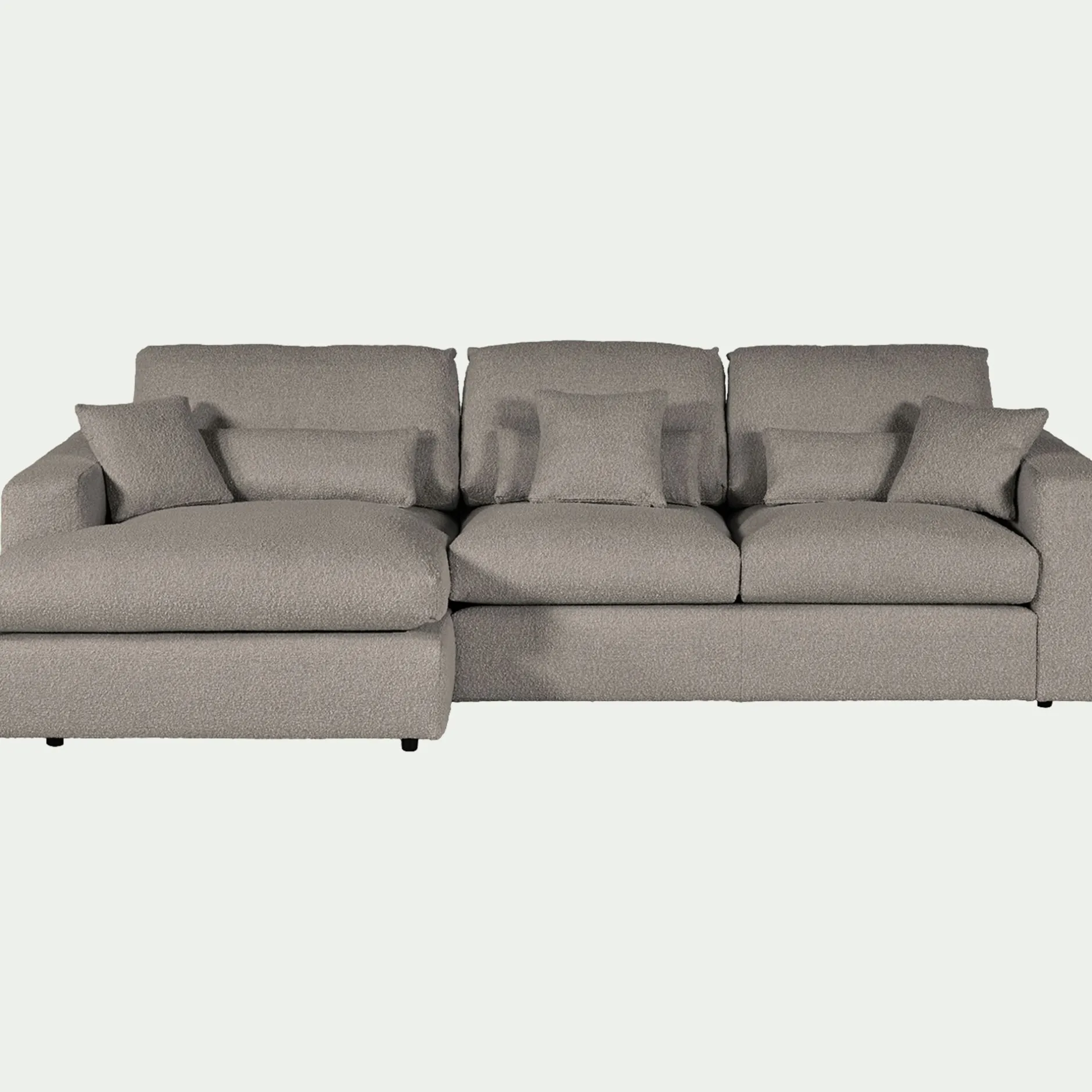 Canapé D'Angle|Canapé En Tissu*alinea Canapé petit angle gauche fixe en tissu bouclette - clair Gris