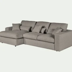Canapé D'Angle|Canapé En Tissu*alinea Canapé petit angle gauche fixe en tissu bouclette - clair Gris