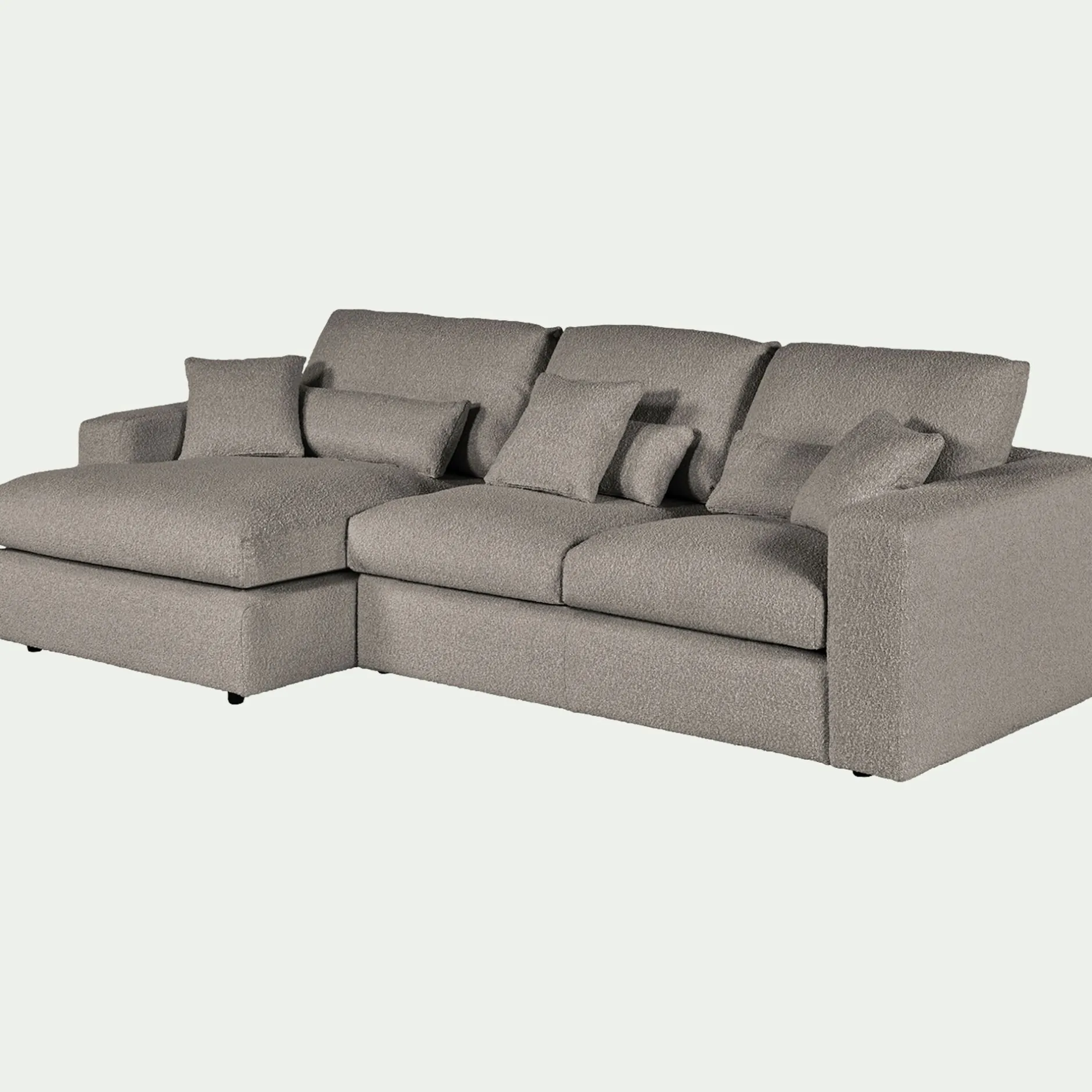 Canapé D'Angle|Canapé En Tissu*alinea Canapé petit angle gauche fixe en tissu bouclette - clair Gris
