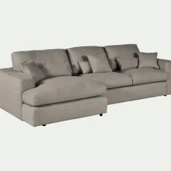 Canapé D'Angle|Canapé En Tissu*alinea Canapé petit angle gauche fixe en tissu bouclette - clair Gris