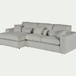 Canapé En Velours|Canapé 3 Places*alinea Canapé petit angle gauche fixe en velours côtelé sastel - borie Gris