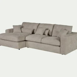 Canapé En Tissu|Canapé 3 Places*alinea Canapé petit angle gauche fixe en tissu chenille benjo - roucas Beige