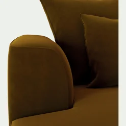 Canapé 3 Places|Canapé D'Angle*alinea Canapé petit angle gauche fixe en tissu velours - bronze Marron