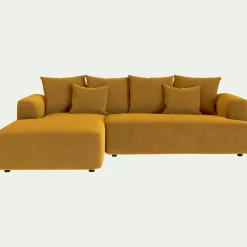 Canapé 3 Places|Canapé D'Angle*alinea Canapé petit angle gauche fixe en tissu velours - argan Jaune