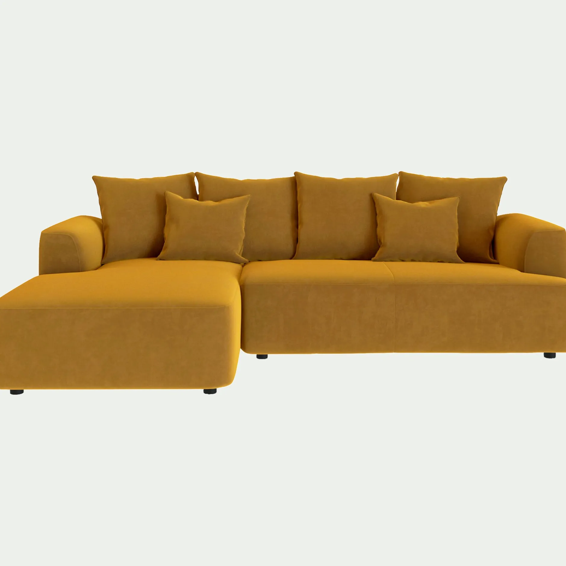 Canapé 3 Places|Canapé D'Angle*alinea Canapé petit angle gauche fixe en tissu velours - argan Jaune