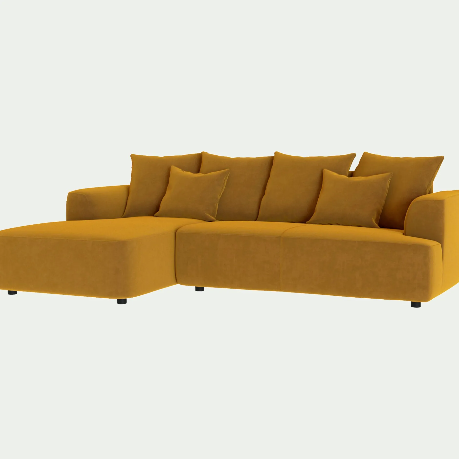 Canapé 3 Places|Canapé D'Angle*alinea Canapé petit angle gauche fixe en tissu velours - argan Jaune