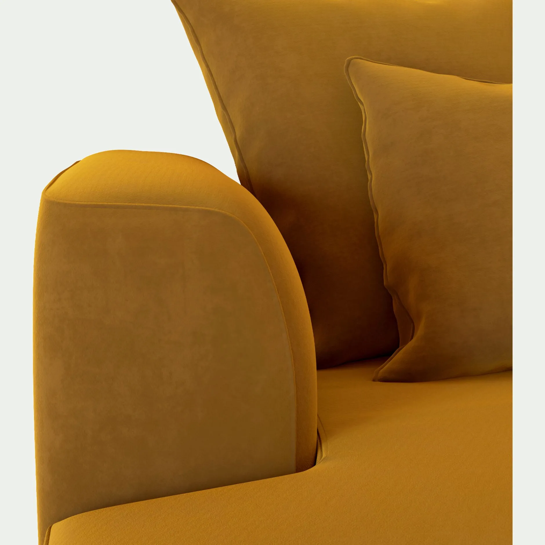 Canapé 3 Places|Canapé D'Angle*alinea Canapé petit angle gauche fixe en tissu velours - argan Jaune