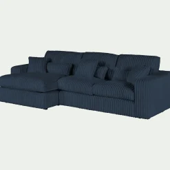 Canapé 3 Places|Canapé Fixe*alinea Canapé petit angle gauche fixe en tissu côtelé bita - bleu calabrun