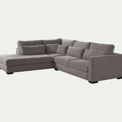 Canapé 4 Places|Canapé Fixe*alinea Canapé petit angle méridienne gauche fixe en tissu Bloq - Gris