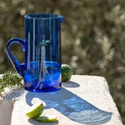 Pichet, Bouteille En Verre Et Carafe*alinea Carafe avec anse en verre recyclé 1,1L - Bleu