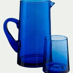Pichet, Bouteille En Verre Et Carafe*alinea Carafe avec anse en verre recyclé 1,1L - Bleu