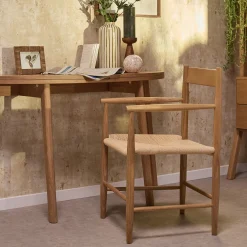 Chaise De Salle À Manger*alinea Chaise avec accoudoirs en bois de chêne - Naturel