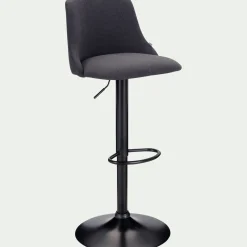 Tabouret Haut De Bar*alinea Chaise de bar en acier et tissu H63,5cm - Gris