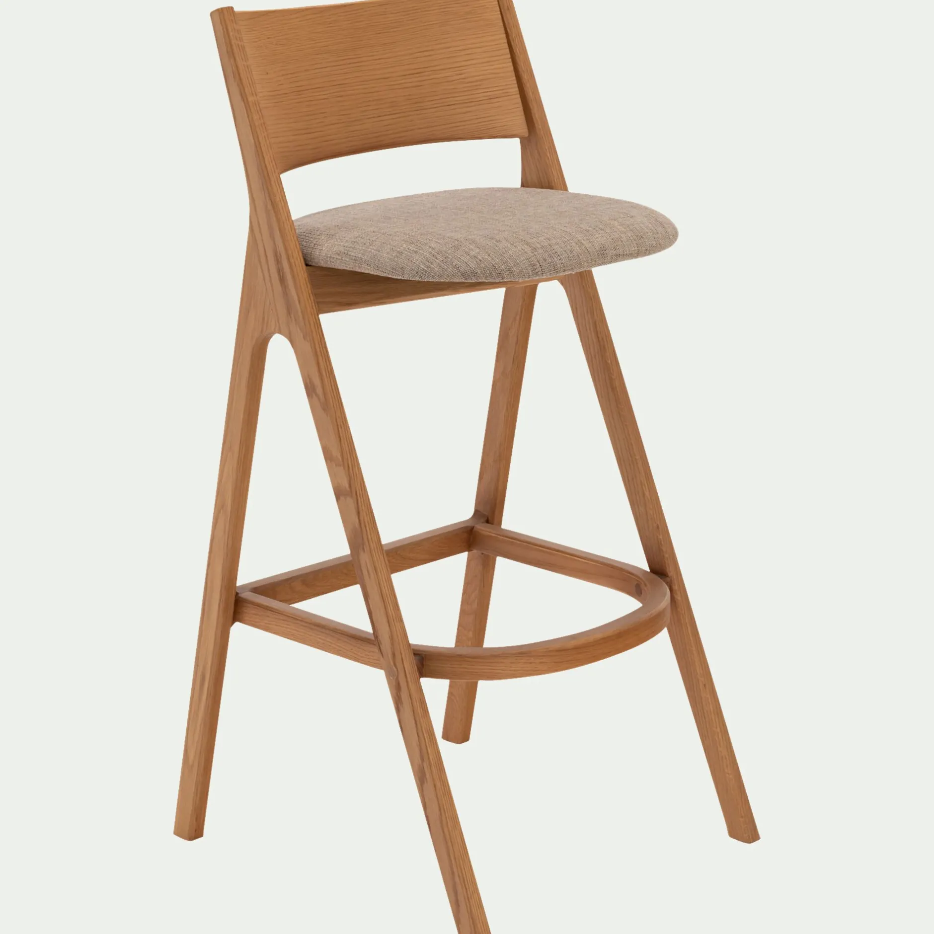 Tabouret Haut De Bar*alinea Chaise de bar en chêne et tissu H99cm - Gris
