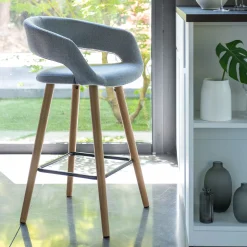 Tabouret Haut De Bar*alinea Chaise de bar en tissu avec accoudoirs H65,5cm - Gris