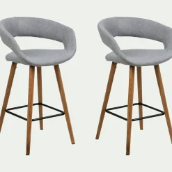 Tabouret Haut De Bar*alinea Chaise de bar en tissu avec accoudoirs H65,5cm - Gris