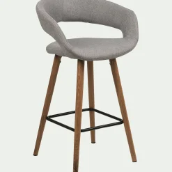 Tabouret Haut De Bar*alinea Chaise de bar en tissu avec accoudoirs H65,5cm - Gris