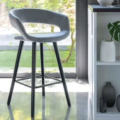 Tabouret Haut De Bar*alinea Chaise de bar en tissu avec accoudoirs H65,5cm - borie Gris