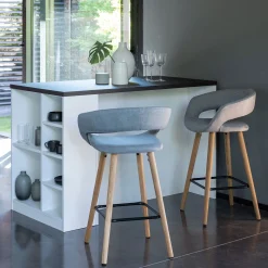 Tabouret Haut De Bar*alinea Chaise de bar en tissu avec accoudoirs H65,5cm - borie Gris