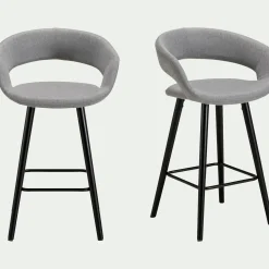 Tabouret Haut De Bar*alinea Chaise de bar en tissu avec accoudoirs H65,5cm - borie Gris