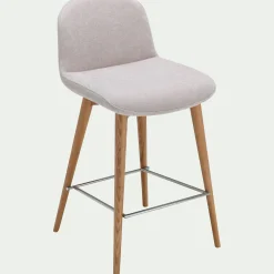Tabouret Haut De Bar*alinea Chaise de bar en tissu et frêne H66cm - Beige