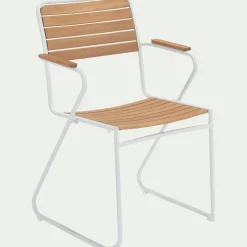 Chaise De Jardin*alinea Chaise de jardin avec accoudoirs en aluminium et eucalyptus - Blanc