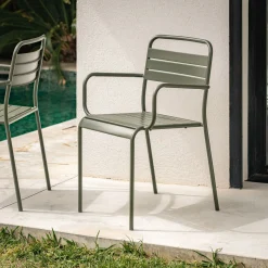 Chaise De Jardin*alinea Chaise de jardin avec accoudoirs en acier - cèdre Vert