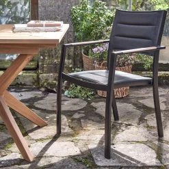 Chaise De Jardin*alinea Chaise de jardin avec accoudoirs en aluminium et textilène - Noir