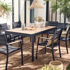 Chaise De Jardin*alinea Chaise de jardin avec accoudoirs en aluminium et textilène - Noir