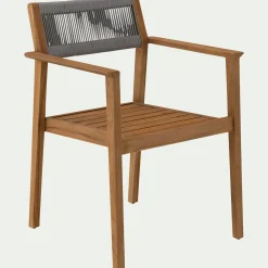 Chaise De Jardin*alinea Chaise de jardin avec accoudoirs en teck FSC et cordage - Bois clair