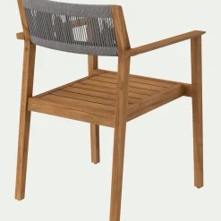 Chaise De Jardin*alinea Chaise de jardin avec accoudoirs en teck FSC et cordage - Bois clair