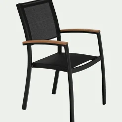 Chaise De Jardin*alinea Chaise de jardin empilable avec accoudoirs en aluminium - Noir