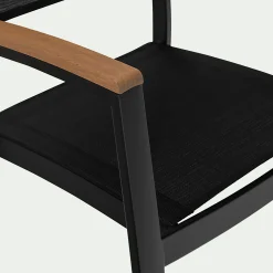 Chaise De Jardin*alinea Chaise de jardin empilable avec accoudoirs en aluminium - Noir