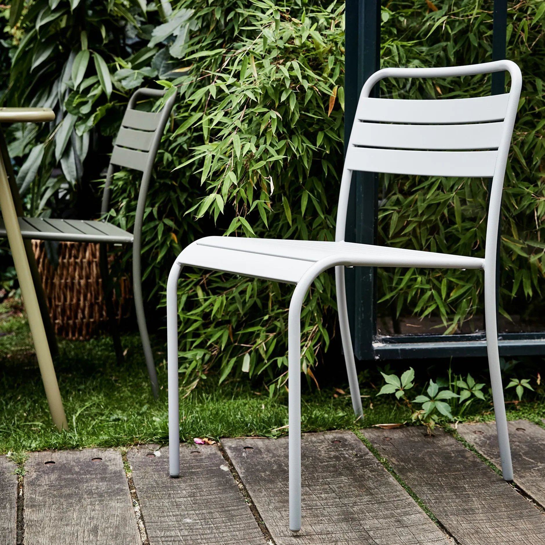 Chaise De Jardin*alinea Chaise de jardin empilable en acier - gris vesuve Gris vésuve