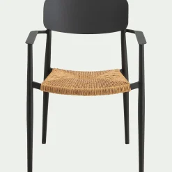 Chaise De Jardin*alinea Chaise de jardin empilable avec accoudoirs en aluminium et résine tressée - anthracite Gris