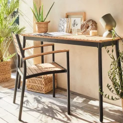 Chaise De Jardin*alinea Chaise de jardin empilable avec accoudoirs en aluminium et eucalyptus - Bois clair