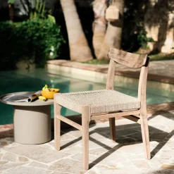 Chaise De Jardin|Chaise De Salle À Manger*alinea Chaise de jardin en acacia et assise en corde - Bois foncé