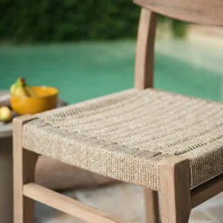 Chaise De Jardin|Chaise De Salle À Manger*alinea Chaise de jardin en acacia et assise en corde - Bois foncé