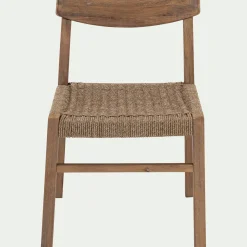 Chaise De Jardin|Chaise De Salle À Manger*alinea Chaise de jardin en acacia et assise en corde - Bois foncé