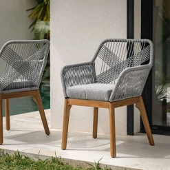 Chaise De Jardin*alinea Chaise de jardin en acier et corde - gris