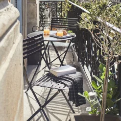 Chaise De Jardin*alinea Chaise de jardin pliante en acier - Noir