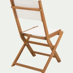 Chaise De Jardin*alinea Chaise de jardin pliante en acacia huilé et tissu - Blanc