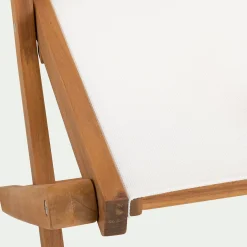Chaise De Jardin*alinea Chaise de jardin pliante en acacia huilé et tissu - Blanc